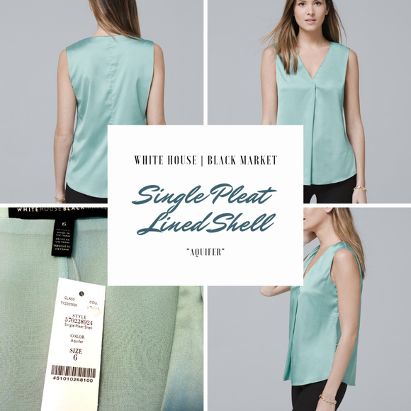 NWT WHBM Single Pleat Lined Shell, in Aquifer, s6 - Picture 7 of 7